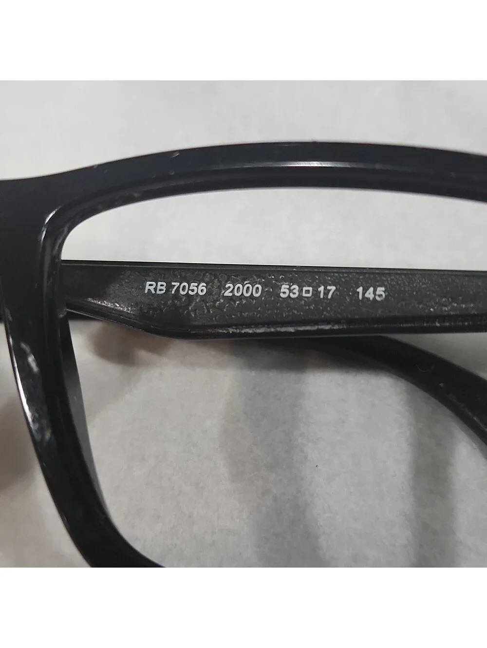 Ray Ban RB7056 2000 Black Square Eyeglasses Frame 53-17 145 Read Striped Screws